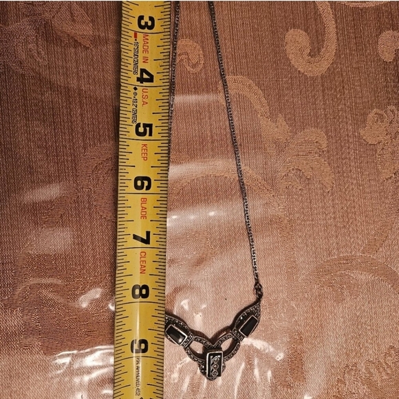 Post 1940's Vintage onyx & marcasite necklace art deco 925. A REAL BEAUTY! - Picture 13 of 13